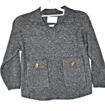 Zara Sweater Knitwear Jumper Pullover Front Pockets Gray Girls SZ 6-7Y