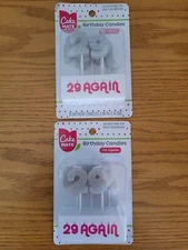 2 X Cake Mate 29 Again Candles Party Cake Joke Gag Gift Set White Glitter New