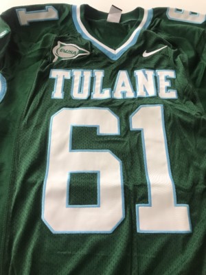 Game Worn Used Nike Tulane Green Wave Football Jersey Size L #61