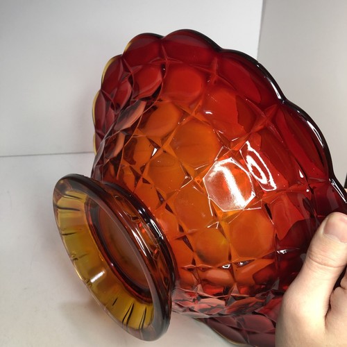Vintage Tiara Indiana Amberina Glass Sunset Constellation Flared Bowl Rare - Picture 6 of 8