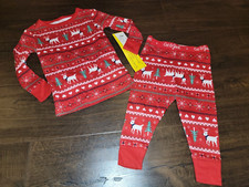 Toddler Girl Size 12 Month Cat and Jack Christmas Holiday 2 pc Pajama Set NWT