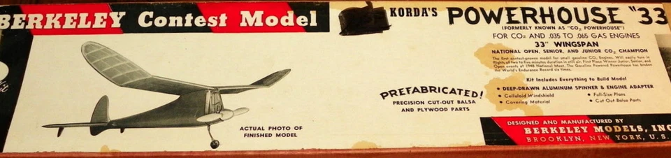 KORDA POWERHOUSE 33 Berkeley PLANE para construir un avión modelo CO2 de 33" Foto 4 de 4