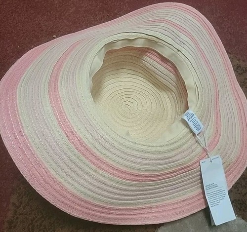 Janie and Jack 12 To 24 Months Pink Stripes Hat Summer Wide Brim Youth Child NWT - Picture 3 of 6