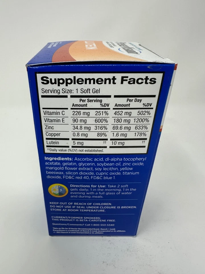 Bausch & Lomb Preservación Ojo Vitaminas y Minerales Suplemento Luteína 120ct Paquete de 3 Foto 4 de 4