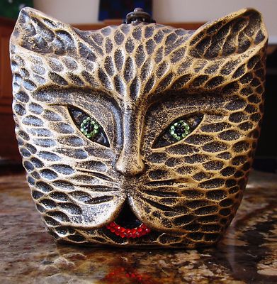 Timmy Woods SWAROVSKI CRYSTAL GRUMPY ANGRY KITTEN CAT KITTY MINAUDIERE PURSE BAG