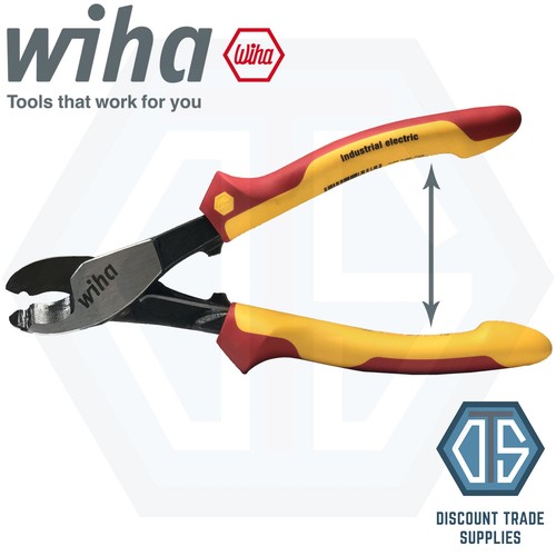 Wiha 43661 180mm Industrial VDE Electrical Wire Cable Cutter Spring