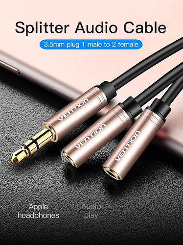 3.5mm Audio Y Splitter Adapter Extension Cable Dual Jack Tablet Headphone Laptop - Video 1 of 1