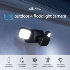 Blink Outdoor 4 Battery Power 1080p Wireless Floodlight Security Camera Black