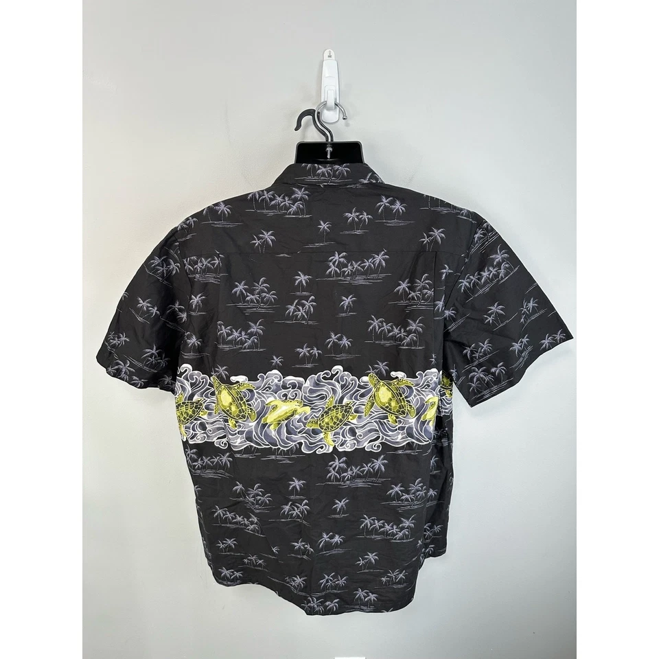NWT Hilo Hattie Hawaiian Shirt Turtle Wave Aloha Shirt Black 2XL Cotton - Image 2 of 4