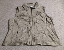 Christopher  Banks Womens Large Beige Cotton Blend Zip Up Vest 25