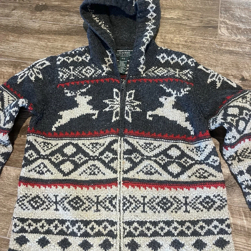 Suéter de Colección Ralph Lauren Tejido a Mano Pequeño Exclusivo Lana de Cordero Con Capucha Foto 2 de 4