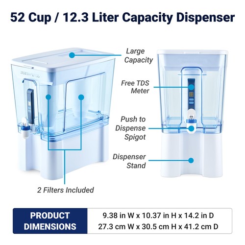 Dispensador de jarra de filtro de agua de 5 etapas listo para leer 52 tazas con 5 etapas 0 TDS Z... - Imagen 3 de 8