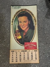 Vintage Style RC Royal Crown Figural Cardboard Calendar-Wanda Hendrix