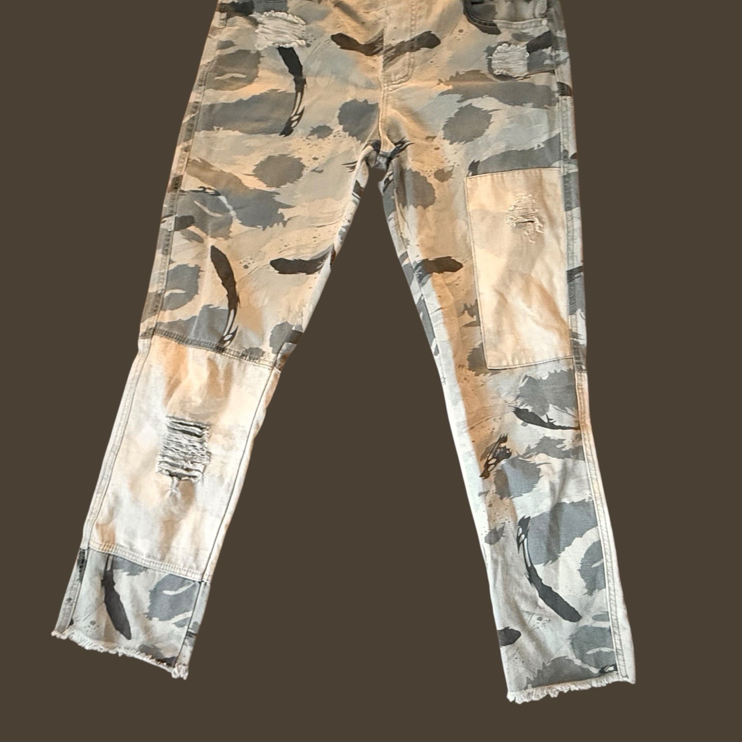 POL Camo Patchwork Overalls Size S Distressed Den… - image 7
