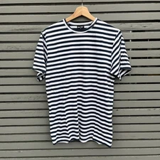 Mil-Tec Navy Blue White Striped Short Sleeve Russian Style T Shirt Size Medium
