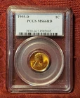 1955-D 1C Wheat Penny PCGS MS66RD, Free Shipping