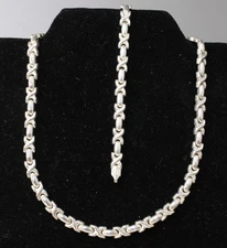 Vintage Italy Sterling Silver Hugs & Kisses Necklace 16" & Bracelet 7" Set 35g