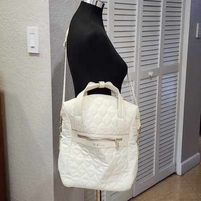 Bella Russo Cream White Quilted Weekender Tote Duffle Shoulder Bag Handbag NEW