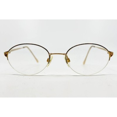 Tres Jolie Womens Gold Oval Semi Rimless Eyeglasses Frames Marchon 403 FLX