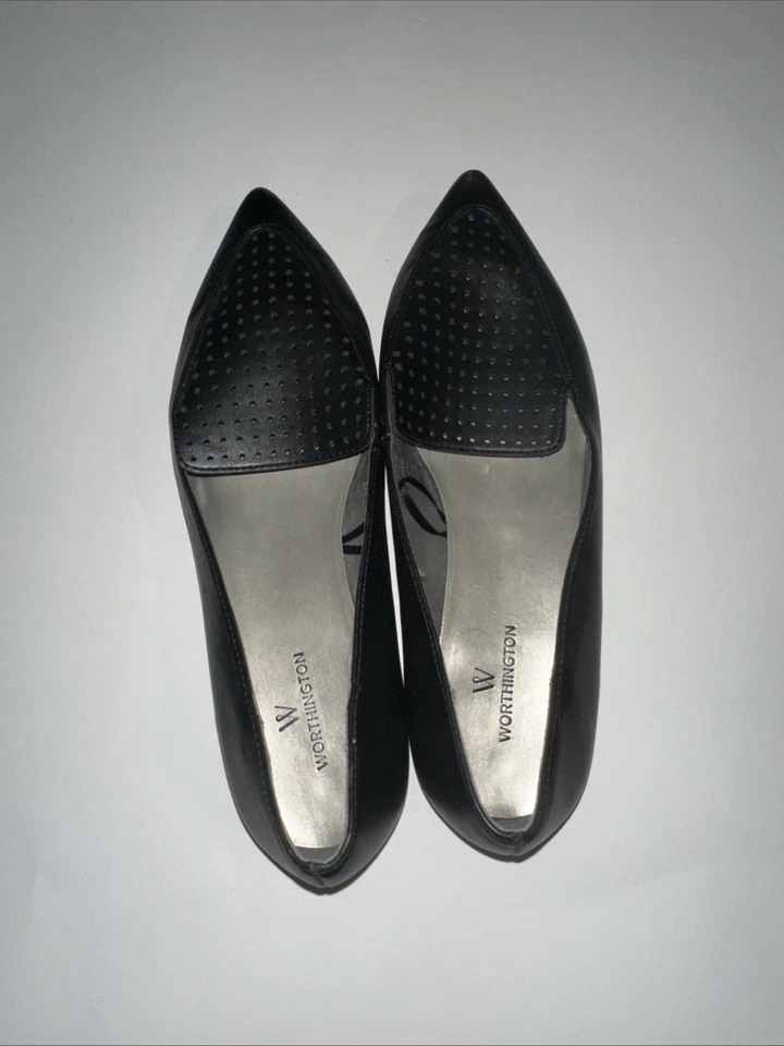 Zapatos planos Flight Attendant para mujer talla 6 y 1/2 de cuero negro sin cordones Foto 2 de 2