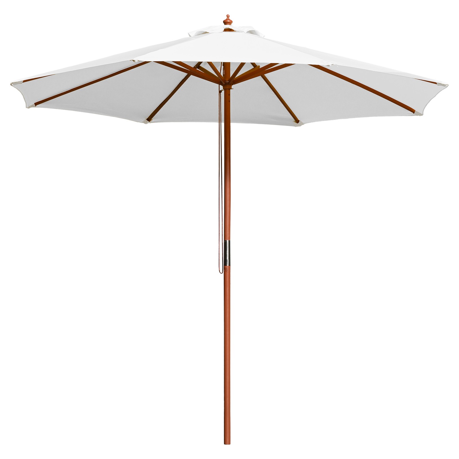 9' Wooden Outdoor Patio Umbrella Pulley Garden Yard Beach Wedding Sunshade White
