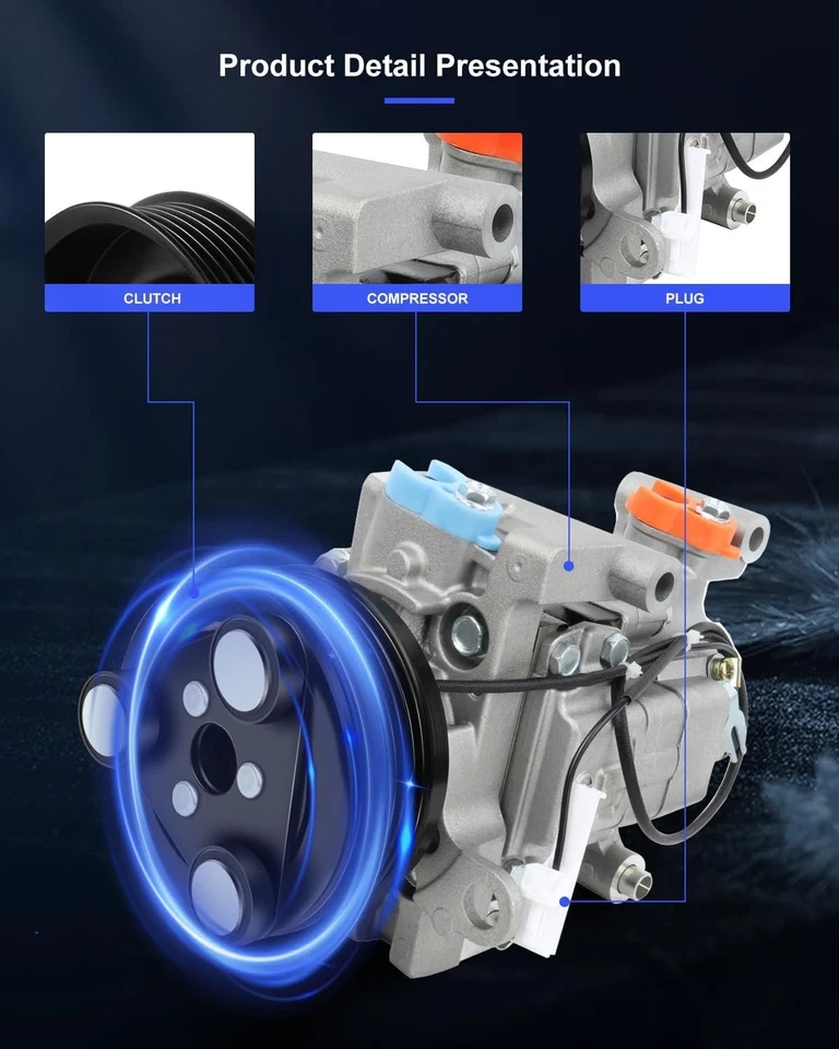 AC Compressor Fit for 2004-2009 Mazda 3 2.0L 2.3L for 2006-2010 Mazda 5 2.3L - Изображение 2 из 4