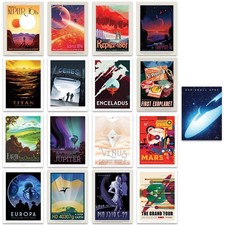 Exoplanet Art Print Poster Set - 17 Premium Space Exploration Decor, Apollo 11 M