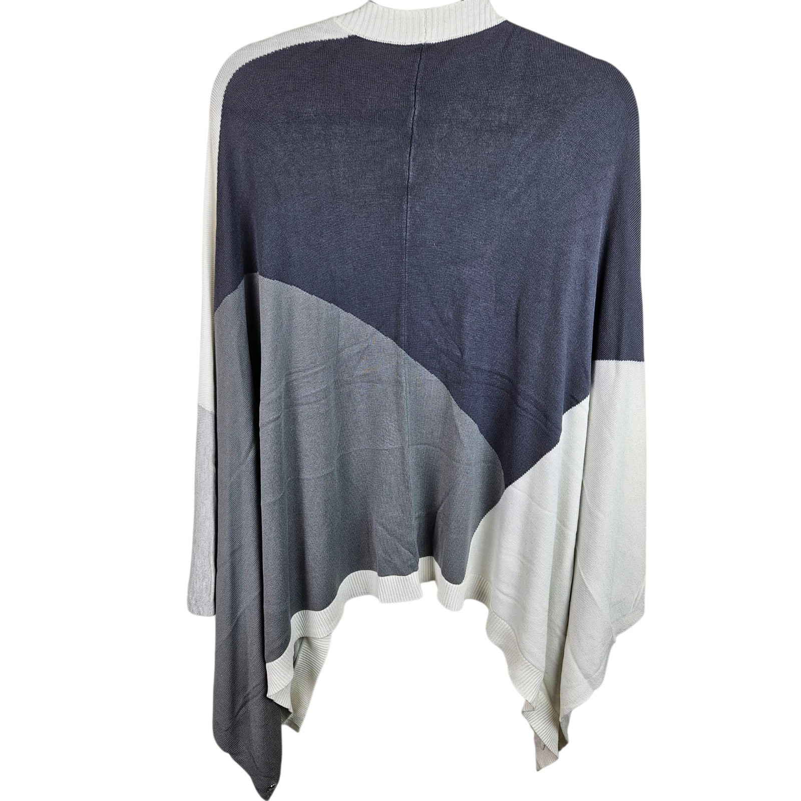 Lululemon Open Front Cape Shawl OS One Size Gray Cream Viscose Silk Knit Sweater image 7