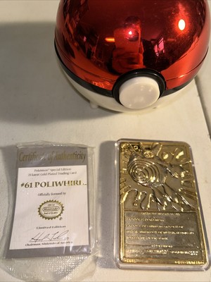 pokemon special edition 23 karat gold plated trading card poliwhirl Pokmon Burger King 23K Pokmon 1999 #61 23K Gold Poliwhirl Pokmon card