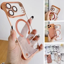 Frameless Rugged Case For iPhone 15 16 17 Pro Max Shockproof Mag Safe Cover