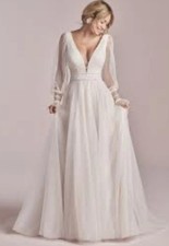 NWT Maggie Sottero Rebecca Ingram Joanne wedding gown DETACHABLE bell sleeves 6
