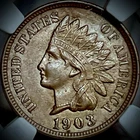 1903 indian head penny Ngc Ms Au58 Bn