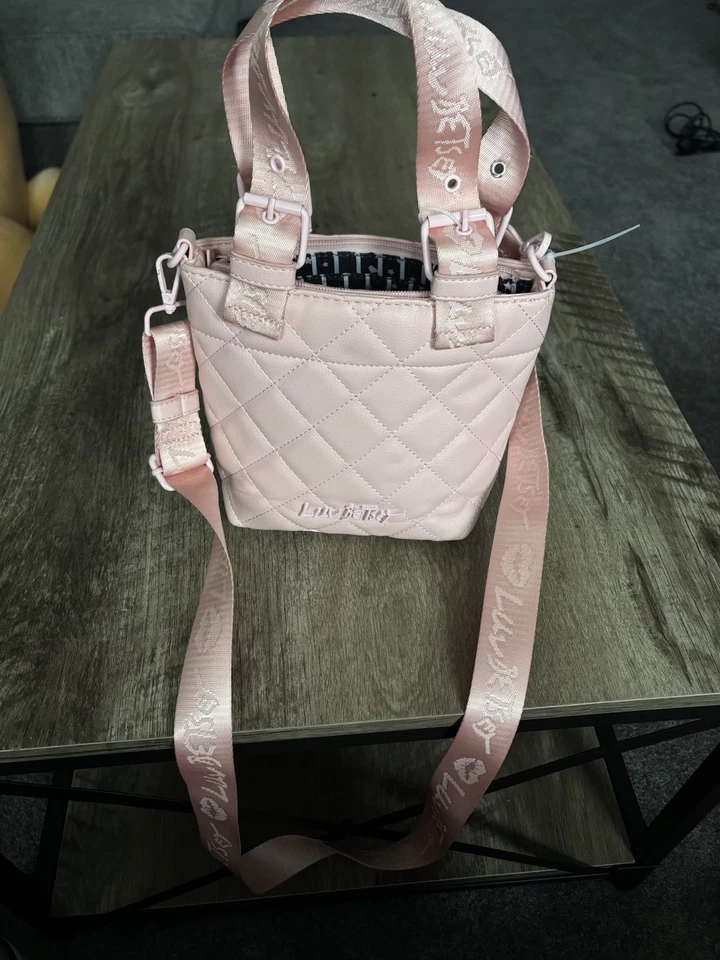 Betsey Johnson Pink Quilted Mini Satchel/Crossbody Bag with Heart Detail NWOT - Image 3 of 4