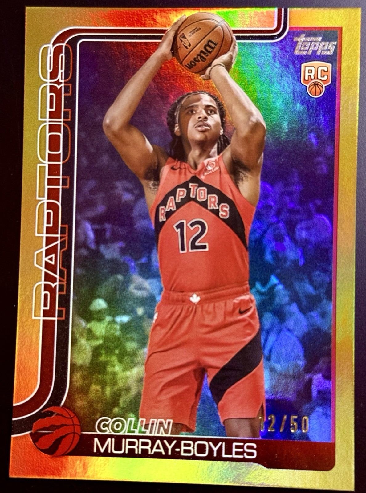 Collin Murray-Boyles 2025 Topps Rookie /50 Gold Holo Foil SSP Raptors RC #209