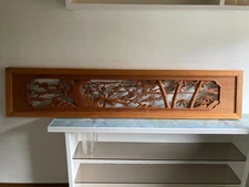 Japanese transom window Wooden Carving Ranma openwork screen Handmade