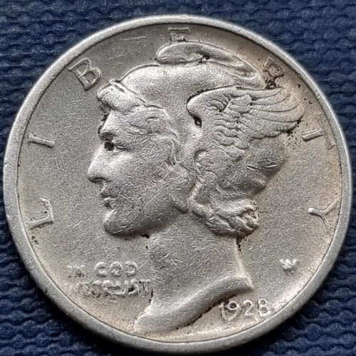 1928 D Mercury Dime 10c Silver High Grade AU Details #93621