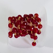 8mm Aventurine Jade Red Gemstone Beads Rosary Chain Gold Plated Jewelry Making