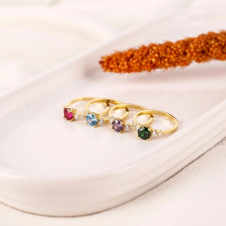 gold ring 14k Round Ruby Ring • Round Cut Ruby Ring • Ruby Birthstone Ring - Image 4 of 4