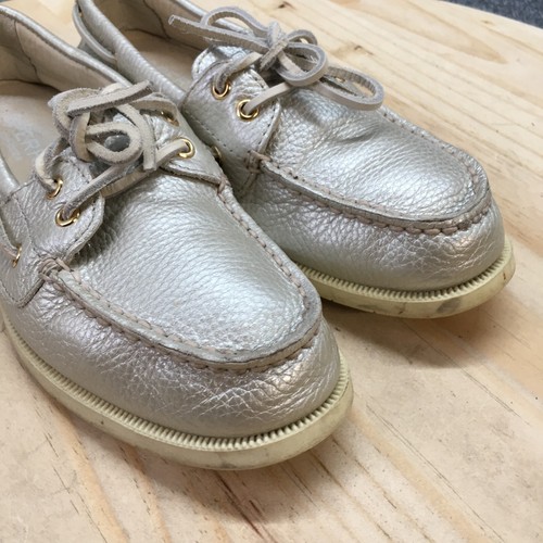 Sperry Shoes Womens 6.5 M Top Sider Conway Casual Lace Up Boat Silver Leather - Picture 5 of 18