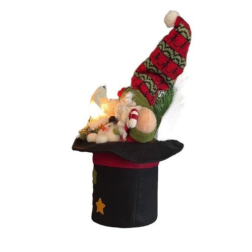 Santa Decoration Table Light Christmas Snowman Hat Pine Corded Plush Holiday - Picture 3 of 9