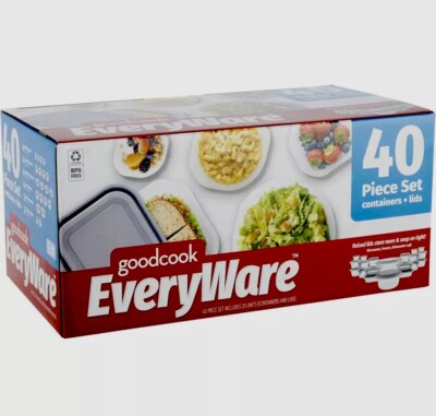 Goodcook EveryWare 40pc Set, With Raised Snap On Lids Store More.