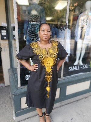 green emerald velvet dress Africa Off Shoulder Short Dress African Dashiki Royal Gold Version by  AfricanPride main image 1