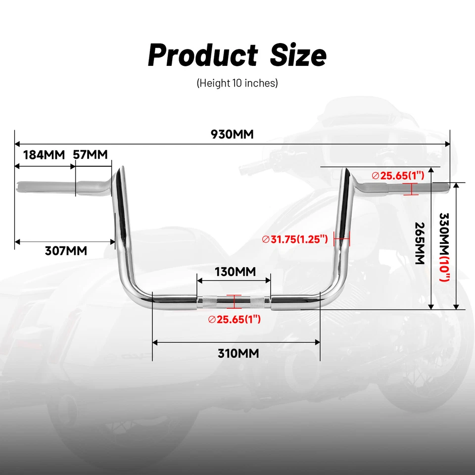 10-ДЮЙМОВЫЙ РУЛЬ ОБЕЗЬЯНЫ ДЛЯ HARLEY STREET GLIDE ELECTRA FLHT FLHX ОГРАНИЧЕННЫЙ ВЫПУСК США - Изображение 4 из 4