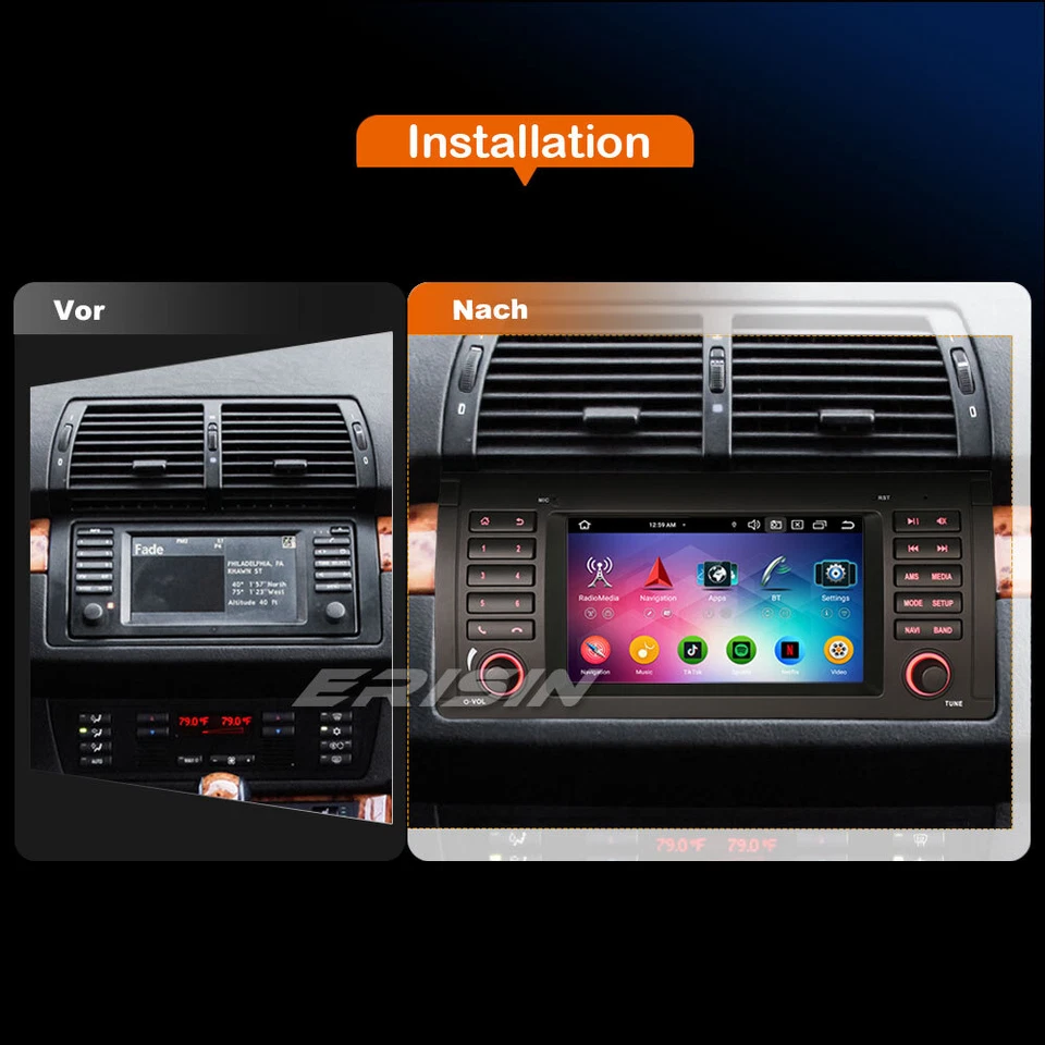 8 Kern Android 14 DAB+ Autoradio Navi 64GB Carplay DSP Wifi Bluetooth BMW X5 E53 - Bild 3 von 4