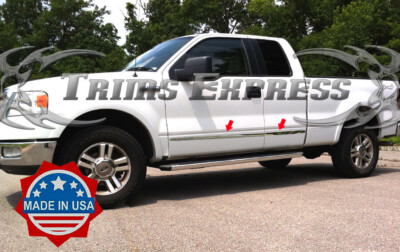 2015-2020 Ford F-150 Super/Extended Cab 4Pc Flat Chrome Body Side Molding 1.5''