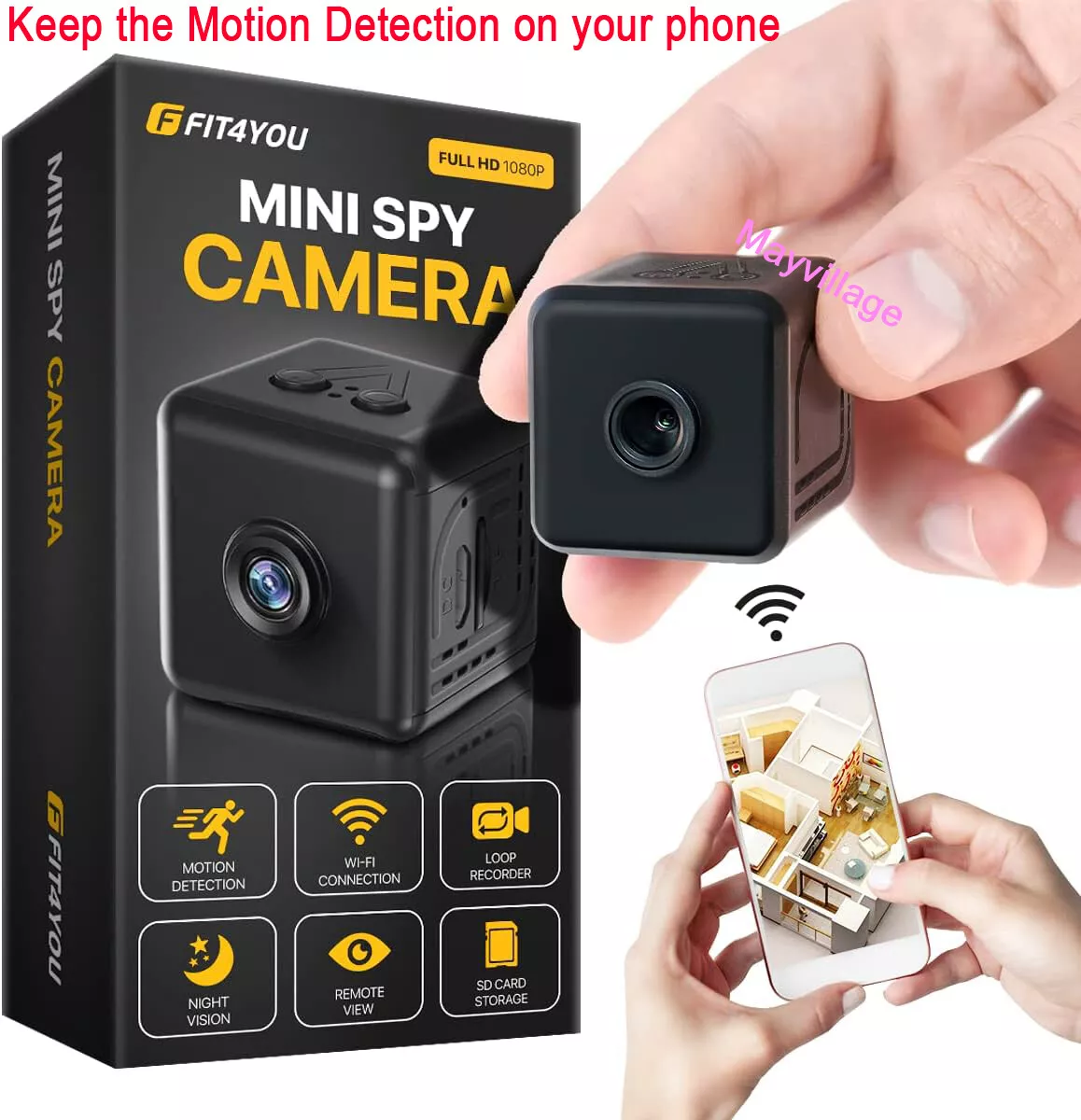  Wireless Camera Mini Hidden Spy Camera Portable Small Nanny  Cam Features with Body Pet HD 1080P Camera, Night Vision and Motion  Detection for Home Outdoor Office. : Electronics