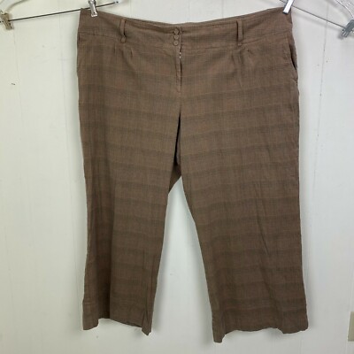 beige plaid dress pants PAUL SMITH Size 30 Beige Brown Plaid Cotton Flat Front Dress Pants main image 1