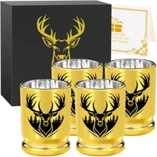 Deer Head Golden Plastic Shot Glasses 50 Caliber Bullet Shot Cups for Women Men