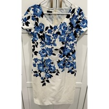 Talbots Floral Print Sheath Dress V-Neck Career Cocktail Party Size 10