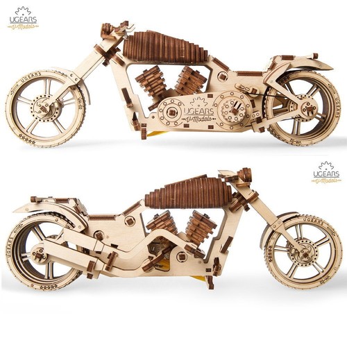 UGEARS Motorrad VM-02 Harley Style 3D Holz Bausatz Puzzle Modellbausatz 70051 - Bild 5 von 9
